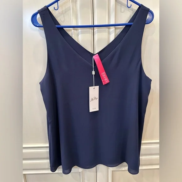 NWT Lilly Pulitzer Women's Florin Reversible Top - True Navy, size medium - Picture 4 of 6